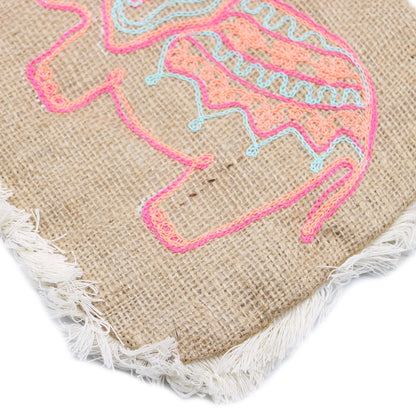 Bolso con flecos - Bordado Elefante