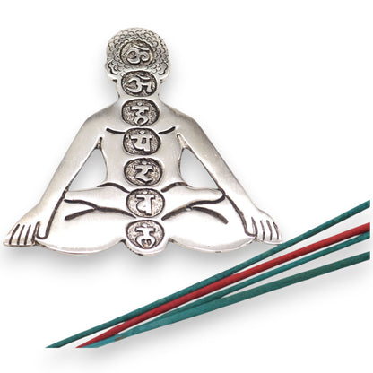 Porte-encens Yoga Seven Chakras en aluminium poli 12 x 12 cm