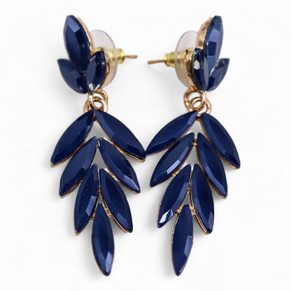 Azul Real - Vidrio Vintage - Caída Larga - Pendientes