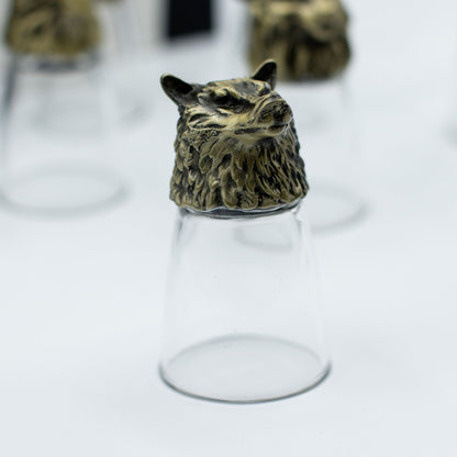 Coffret cadeau de 12 verres à liqueur Bottom Up (25 ml) - Forêt et créatures mystiques - Bronze antique