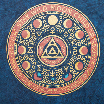 Camiseta de algodón lavado a piedra Nomad Sari - Mantente Salvaje, Hijo de la Luna - Azul - Pequeño
