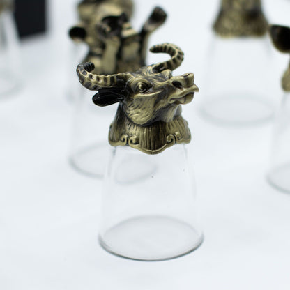Vasos de chupito Bottom Up (25ml) - Bosque y Criaturas Místicas - Bronce Antiguo