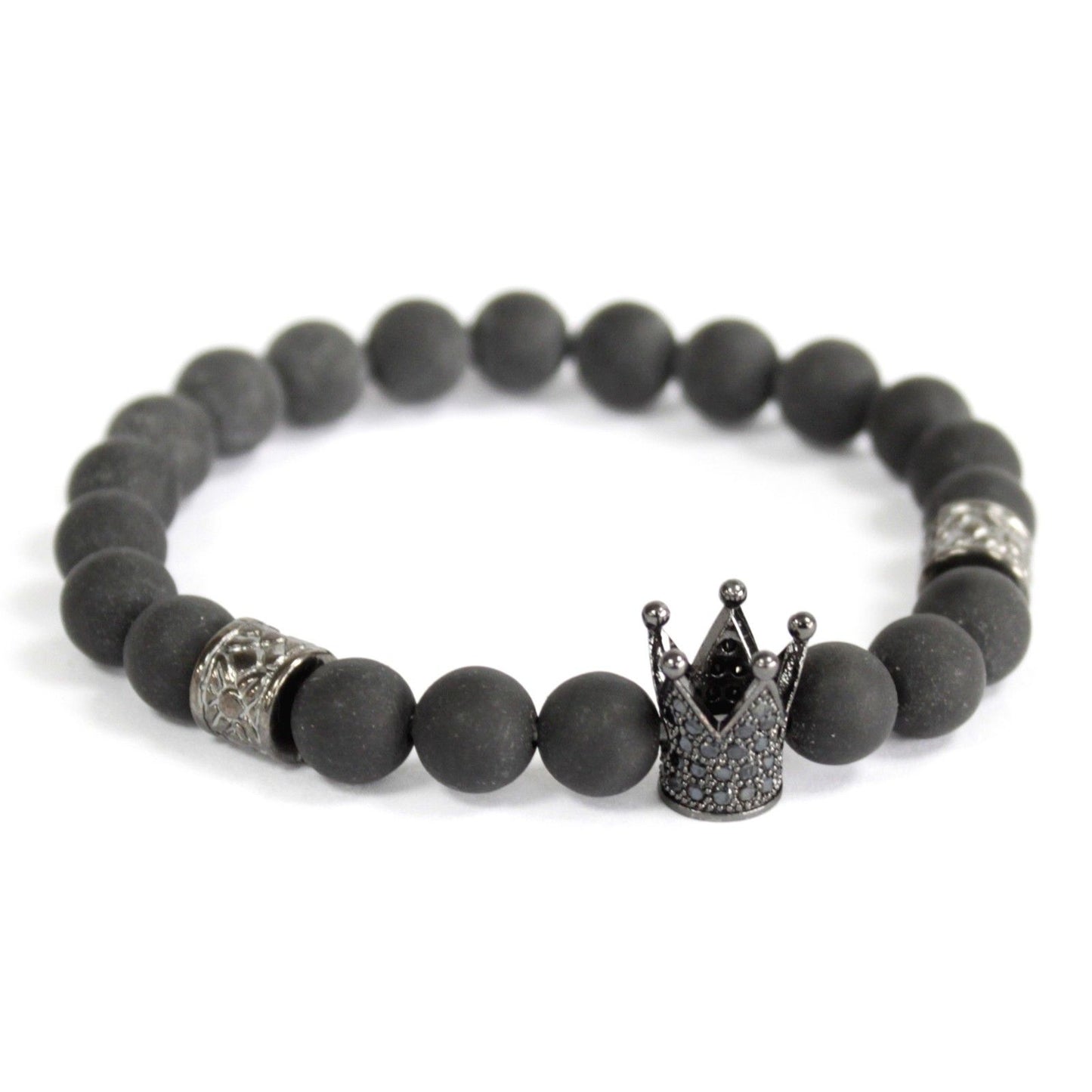 Pulsera Corona Cristal Ágata Negra