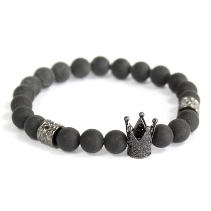 Pulsera Corona Cristal Ágata Negra