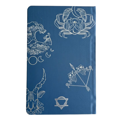 Mitternachtsblaues Wellness-Tagebuch – 120 Seiten – Silbernes Sternzeichen