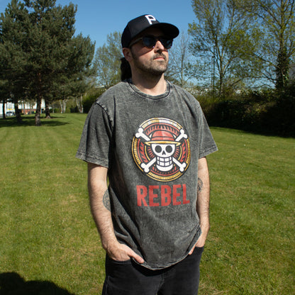 Nomad Sari Camiseta de algodón lavado a piedra - Rebel - Carbón - Grande