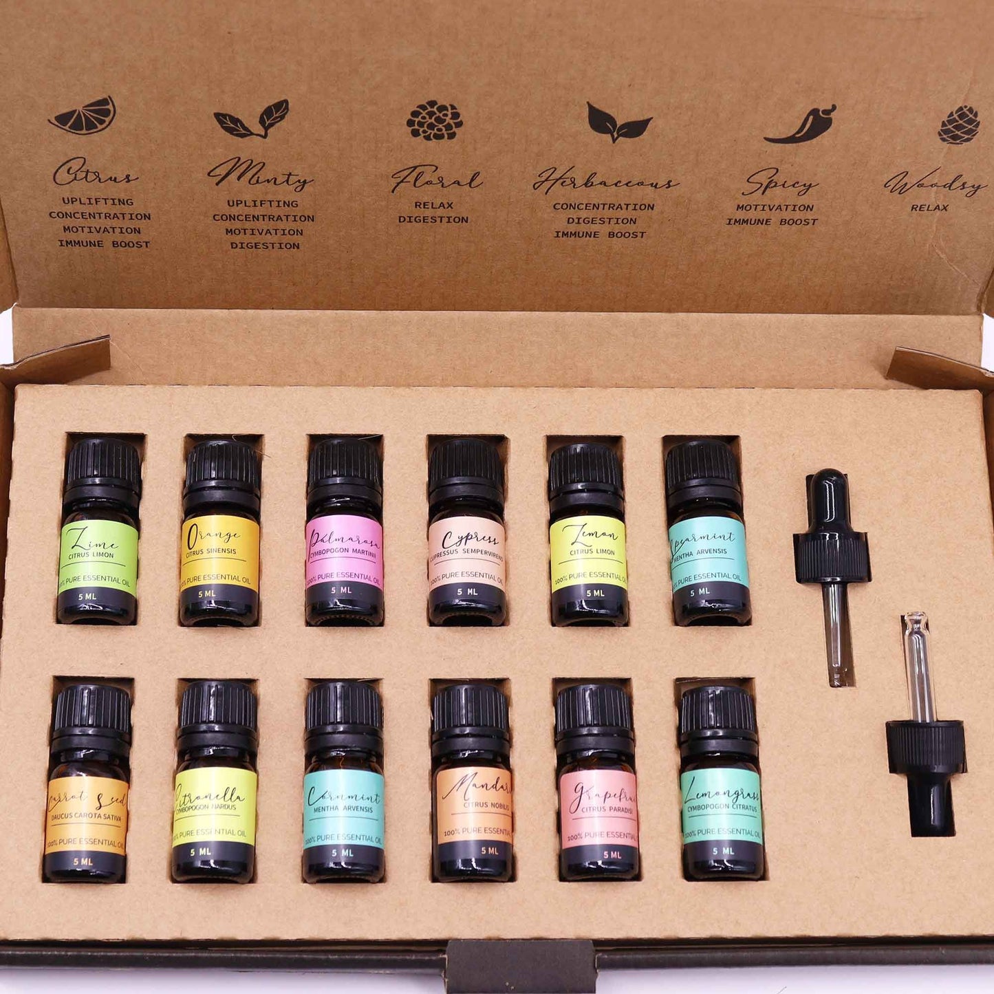 Coffret d'huiles essentielles pour aromathérapie - Printemps