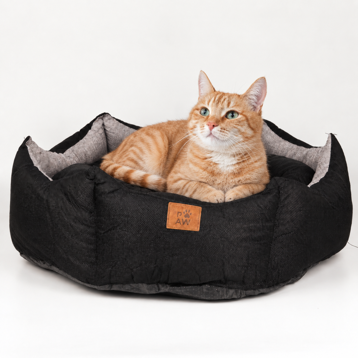 PAW Bed – Gran Corona Real – Negro y Gris – 50 × 50 × 26cm