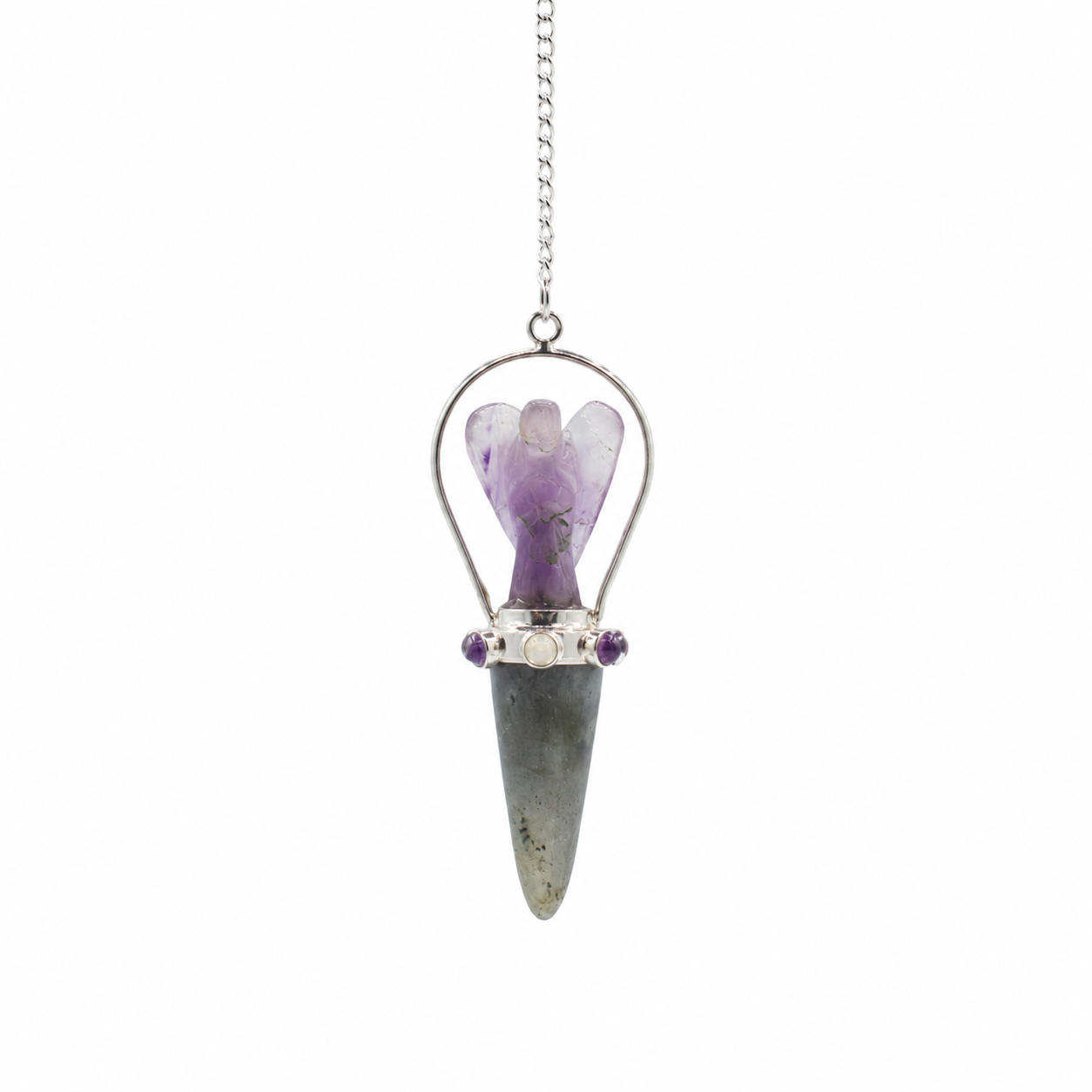 Veilwalker - Péndulo de ángel de dos piezas - Pulsera de chakras - Labradorita y amatista