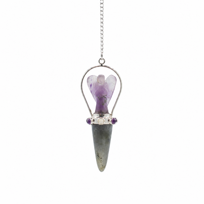 Veilwalker - Péndulo de ángel de dos piezas - Pulsera de chakras - Labradorita y amatista