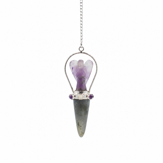 Veilwalker - Péndulo de ángel de dos piezas - Pulsera de chakras - Labradorita y amatista