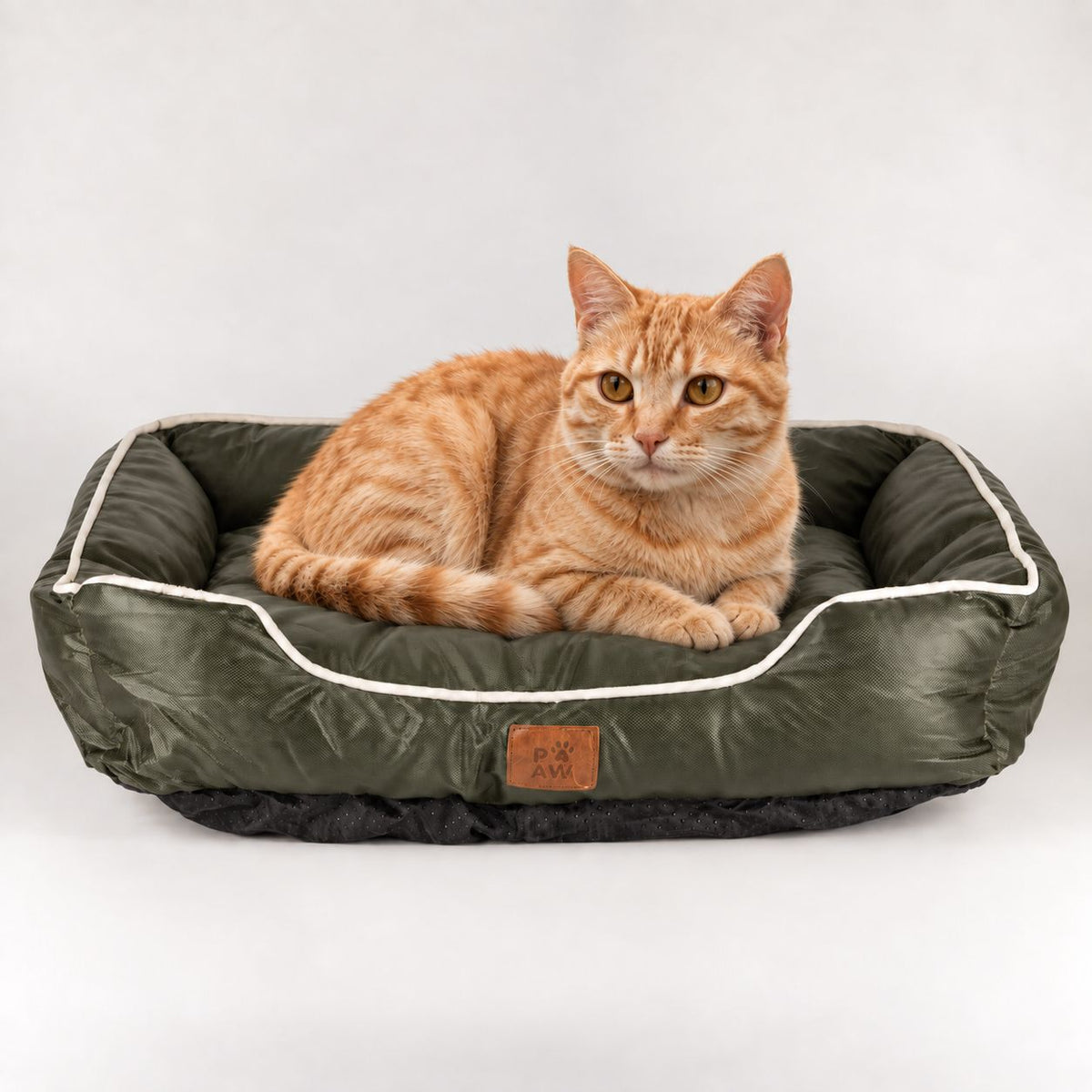 Cama PAW – Pequeña, verde caqui – 60 × 50 × 15 cm