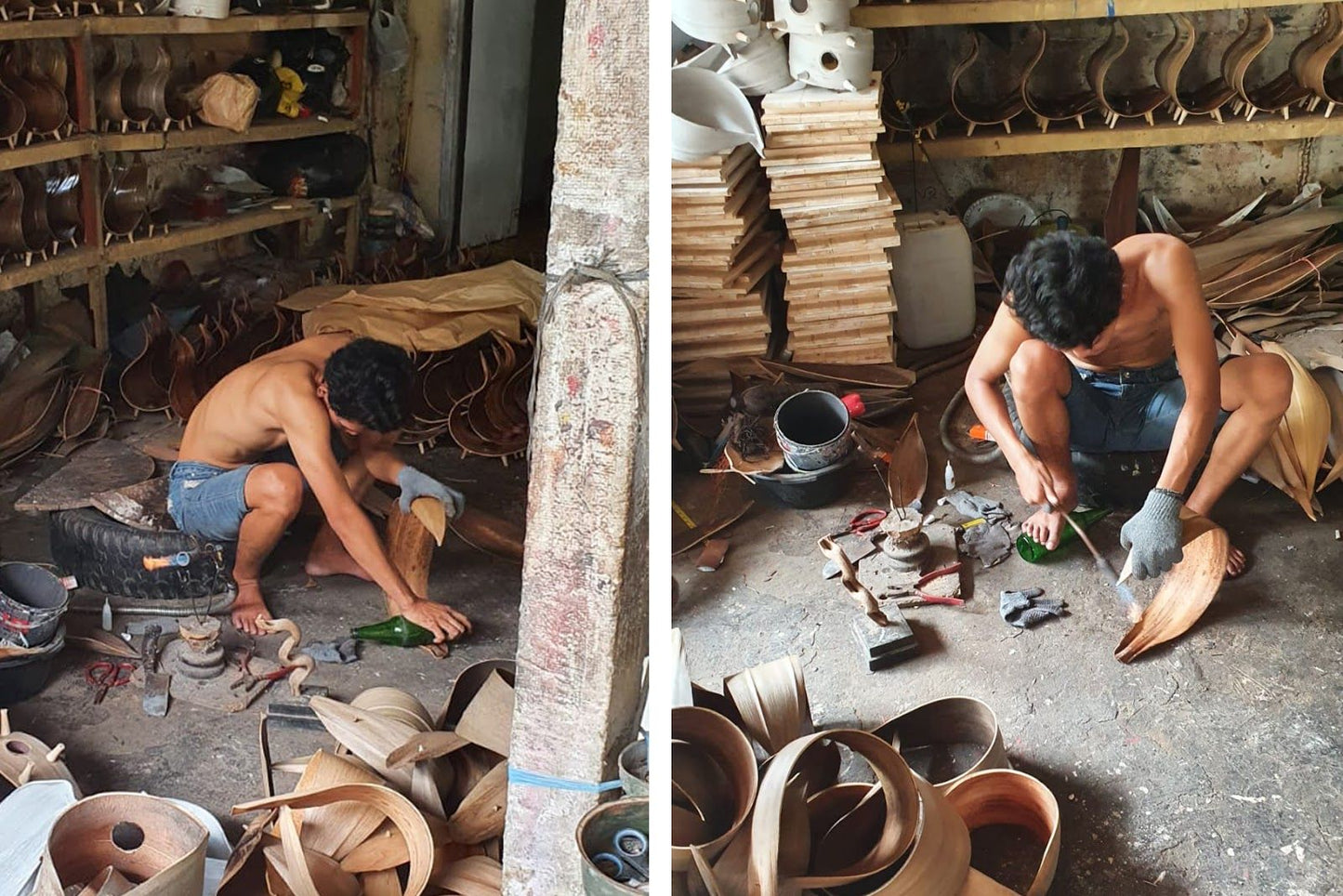 Natürliche Kokosnusslampe - Gedrehte Schokolade