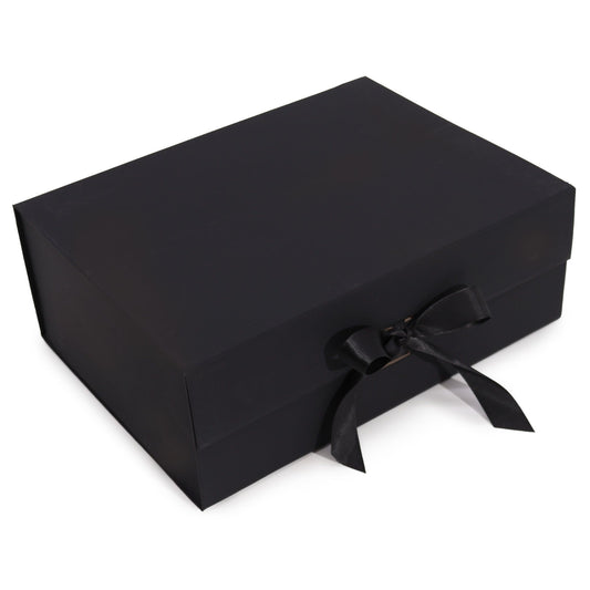 Faltbare Geschenkbox mit Schleife 33x25x12 cm - Schwarz