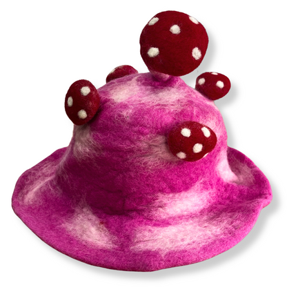Sombrero de hongo de fieltro - Rosa impactante