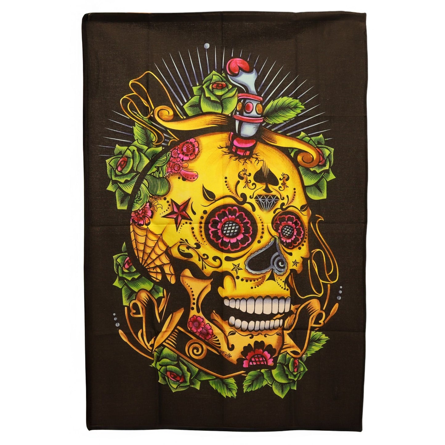 Arte mural de algodón (70x110cm) - Calavera del Día de los Muertos