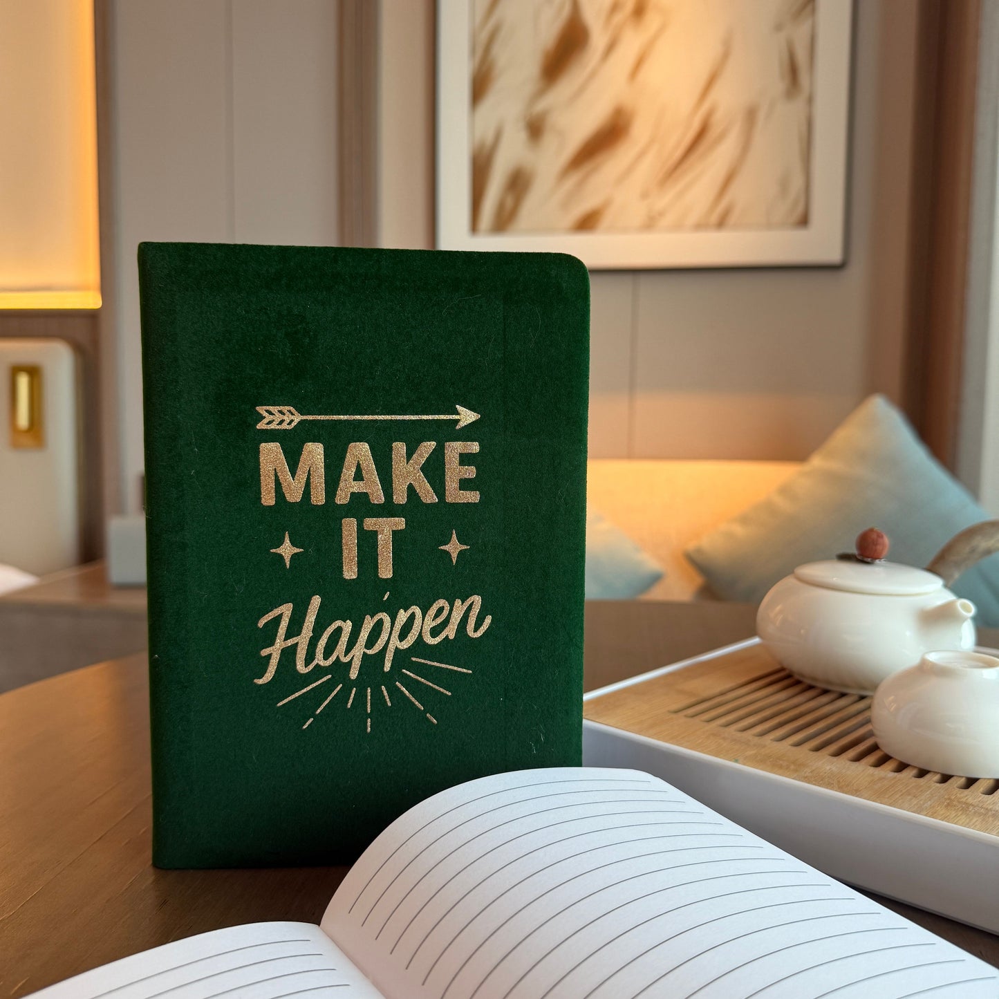 Carnet en velours vert foncé - 80 pages - Faites-le