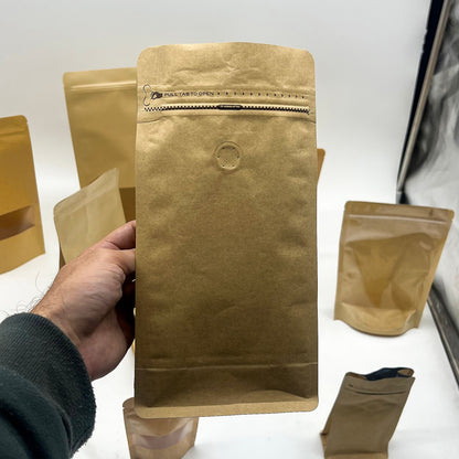 10 x Bolsa de Café Mediana con Ventana - 13.5x26.5cm (500gm)