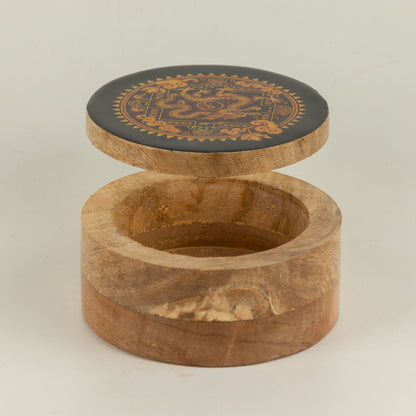 Caja esmaltada redonda - Dragón Yin Yang
