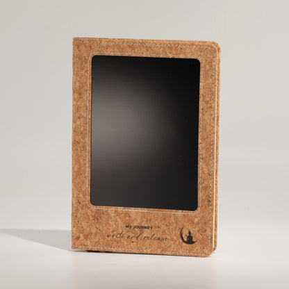 Cuaderno de notas A5 - pantalla LCD borrable - efecto cuero de corcho - 80 hojas