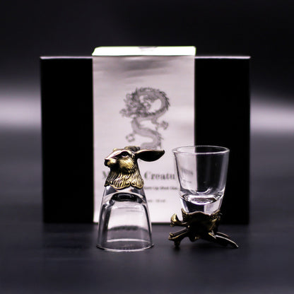 Set de regalo de 6 vasos de chupito (50 ml) - Criaturas Salvajes del Bosque - Bronce antiguo