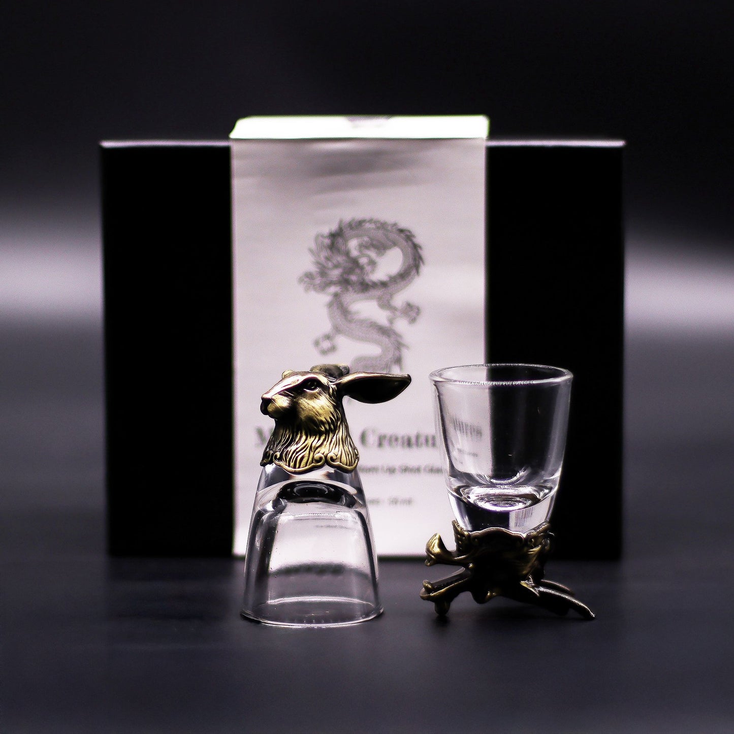 Set de regalo de 6 vasos de chupito (50 ml) - Criaturas Salvajes del Bosque - Bronce antiguo
