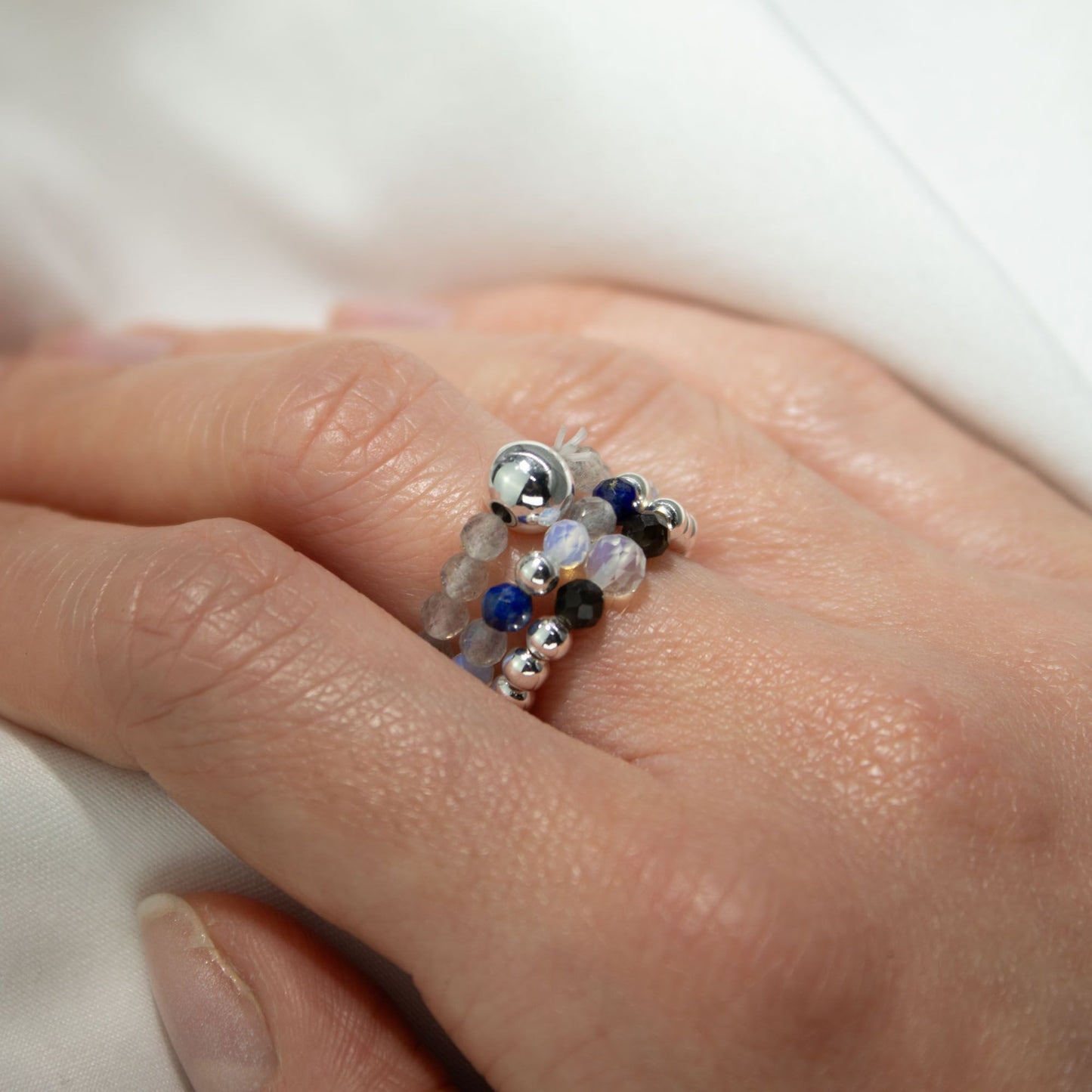 Ring-Set mit Nymphengeist-Edelstein – Nordlichter