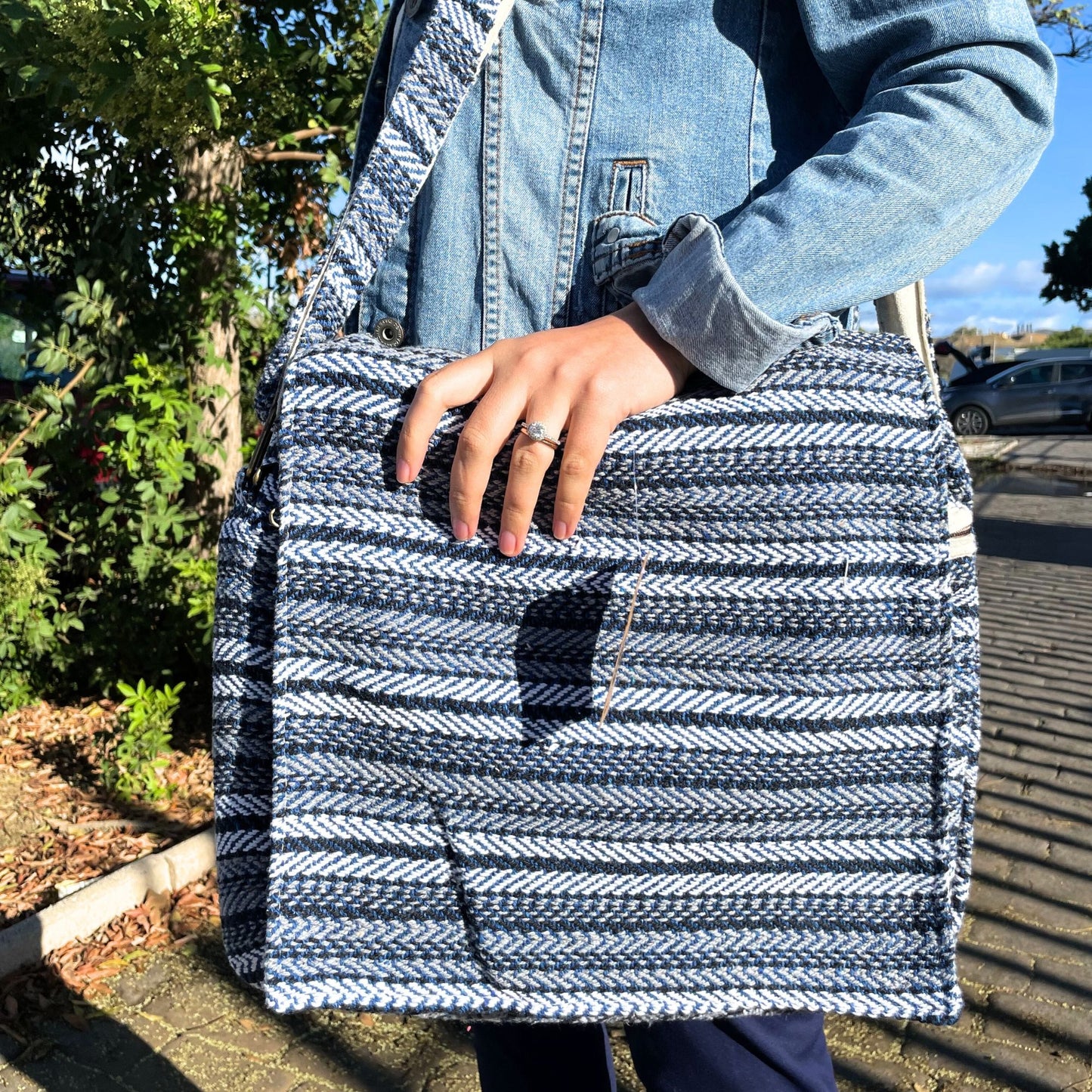 Banjar Weiche Laptoptasche - Blaue Streifen