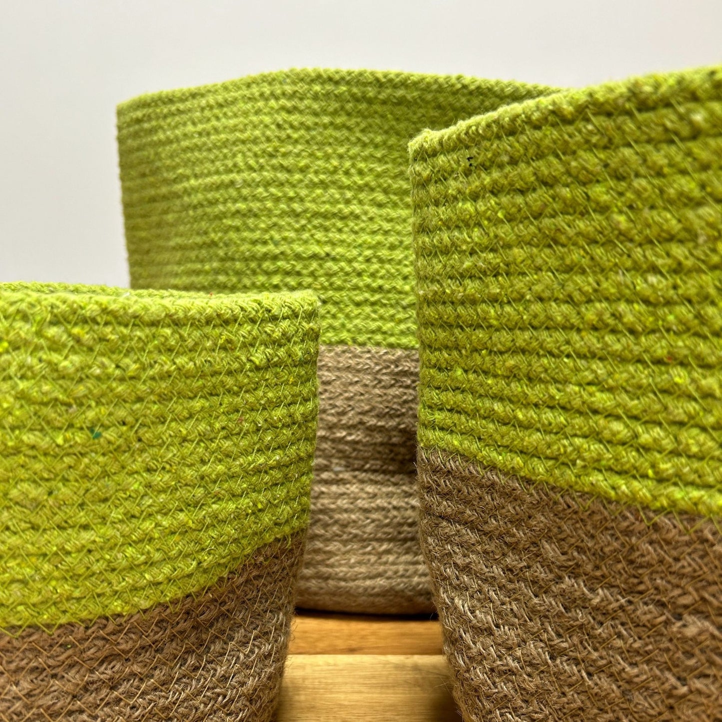 Mittlerer Korb aus Baumwolle und Jute 20x20cm - Pistazie