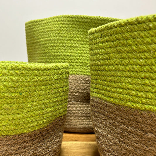 Großer Korb aus Baumwolle und Jute 25 x 25 cm – Pistazie
