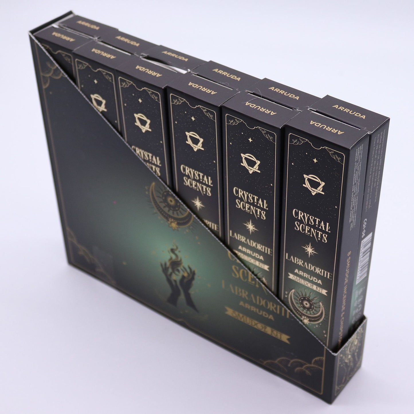 Cristal de Labradorita Aromas de Purificación Incienso - Ruda