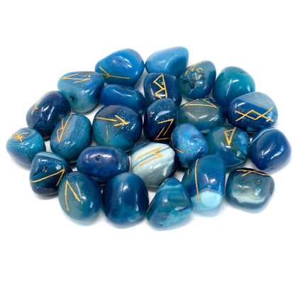 Indisches Runenset in Beuteln - Blauer Onyx