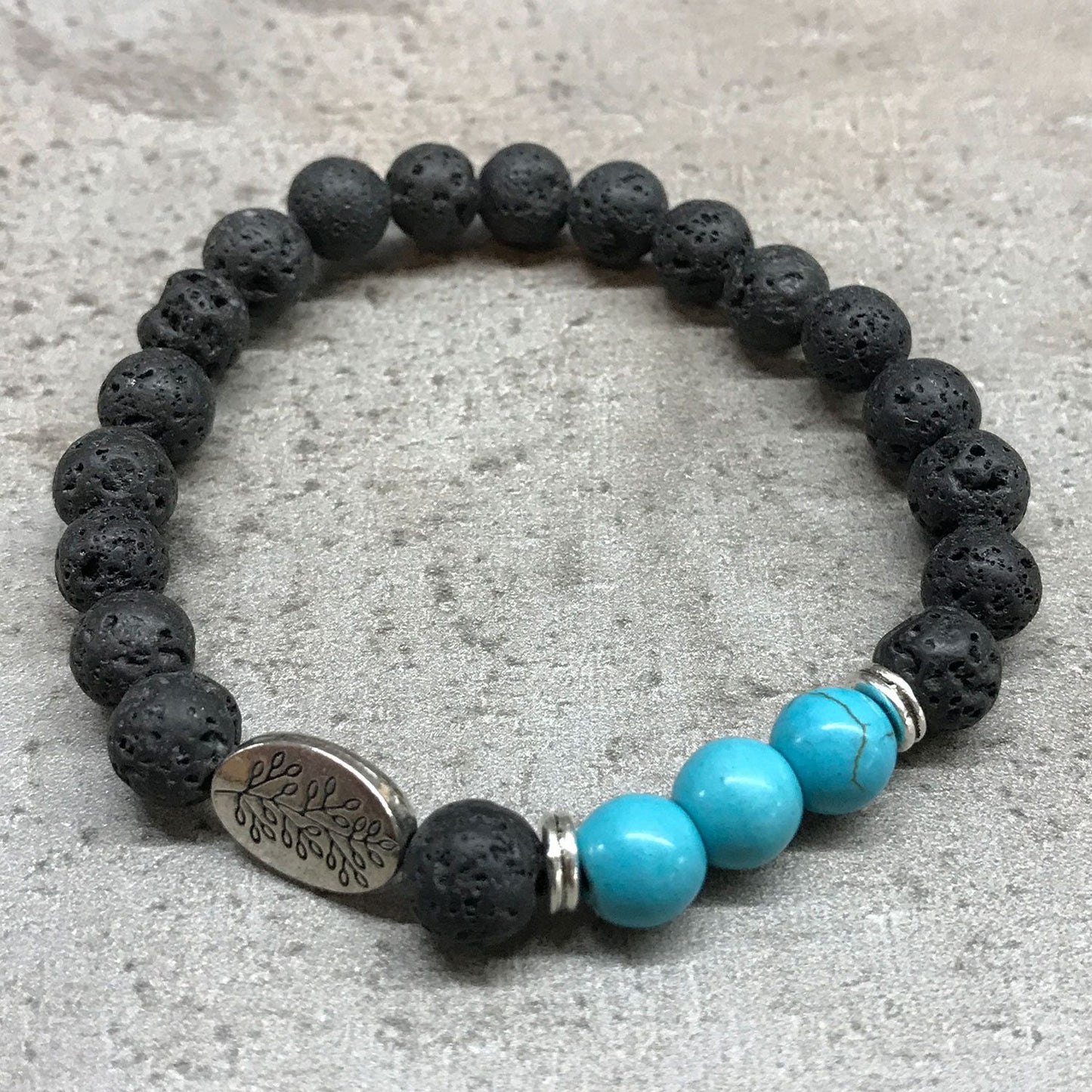 Lavastein Armband - Blatt - Türkis