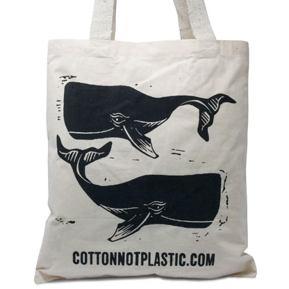 Bolsa Algodón Natural 6oz Ballenas 38x42cm
