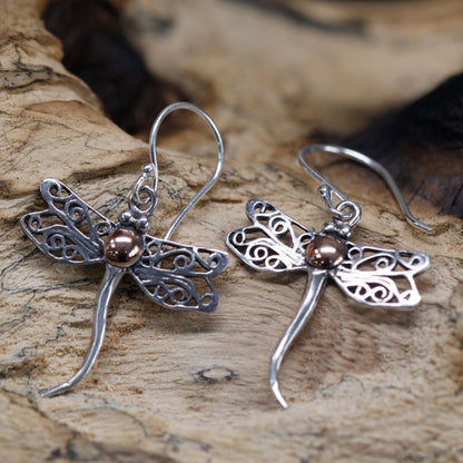 Pendientes Plata y Oro Libélulas