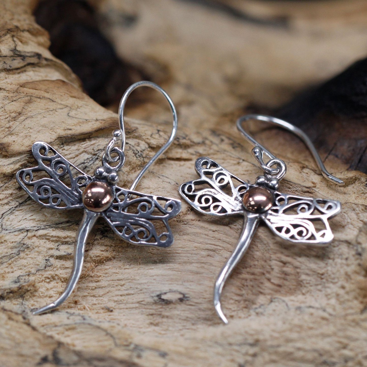 Pendientes Plata y Oro Libélulas