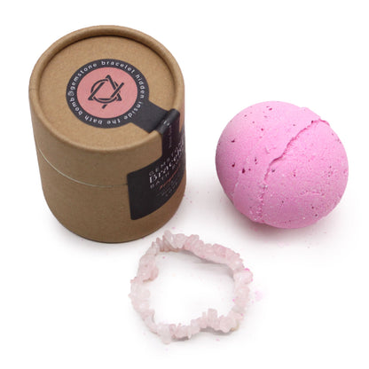 Bracelet de bombe de bain avec pierres précieuses en quartz rose