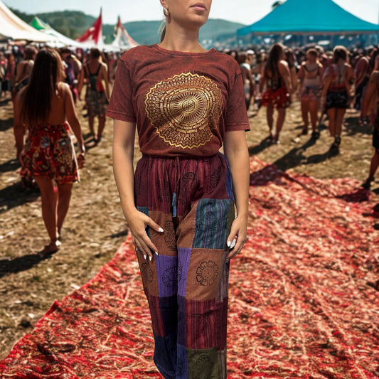 Nomad Sari Oversized T-Shirt – Chakra – Kastanienbraun