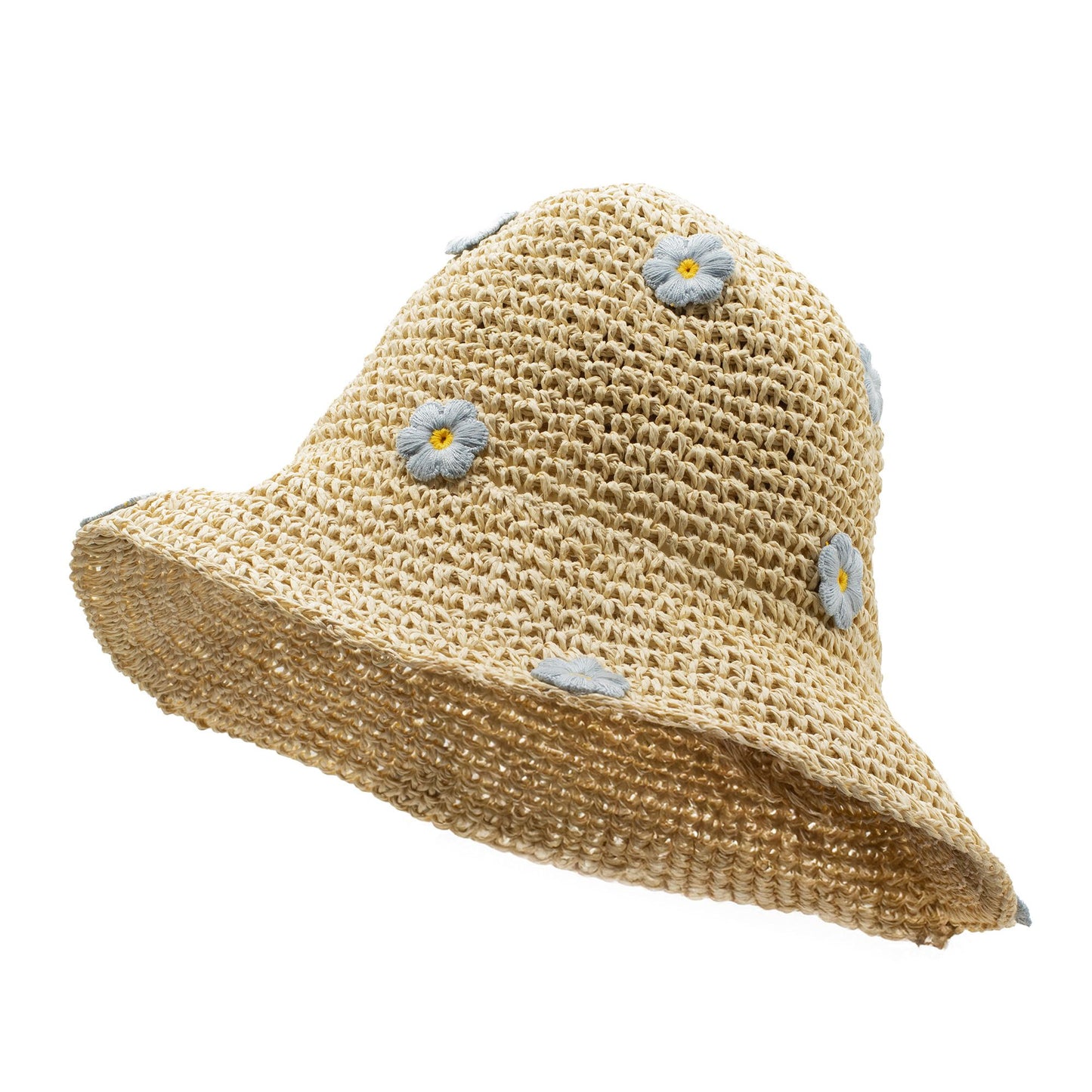 Nomad Sari Chapeau de paille à bord flexible pour le soleil - Café et Daiseys