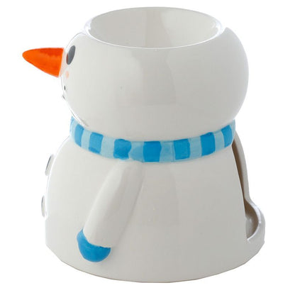 Quemador de aceite cerámico navideño con forma de muñeco de nieve