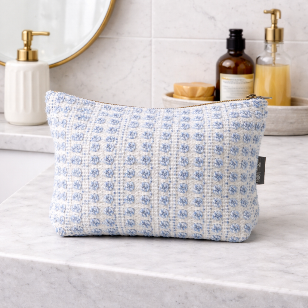 Jacquard Toiletry Bag - Indigo Echo