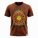 Nomad Sari Camiseta de Algodón Lavado a Piedra - Sol y Zodíaco - Marrón - Grande