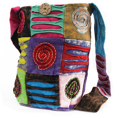 Ethnische Tasche im Hippie-Stil - Lila / Spirale