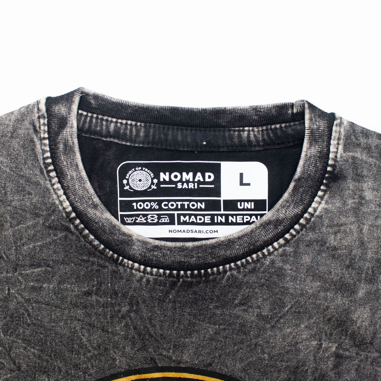 Nomad Sari Camiseta de algodón lavado a piedra - Rebel - Carbón - Grande