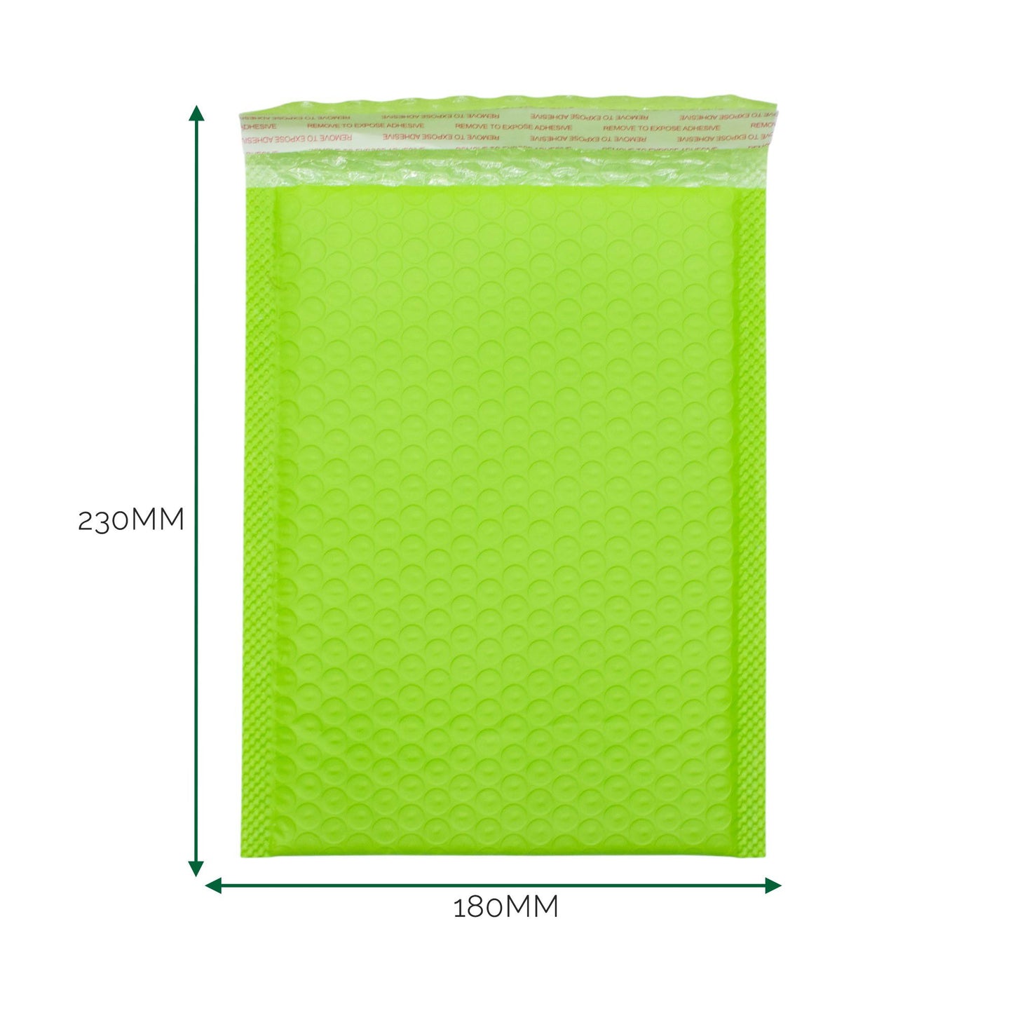 Sobre de burbuja de polietileno verde (180x230+40mm)