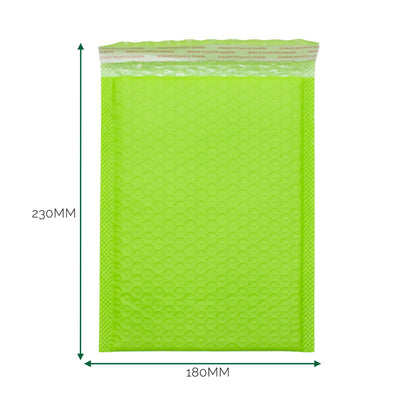 Sobre de burbuja de polietileno verde (180x230+40mm)