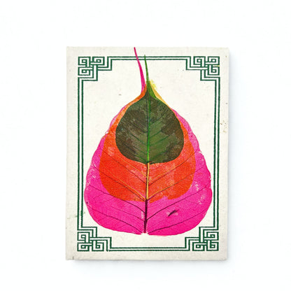 Carnet Lokta moyen – Feuille Bodhi (15 x 12 cm) – 45 feuilles (assortiment)