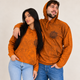 Camisa con capucha grande lavada a la piedra con bolsillo canguro - Naranja quemado