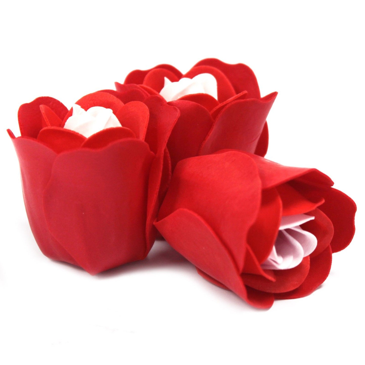Set of 3 Soap Flowers in Heart Box - Red Roses