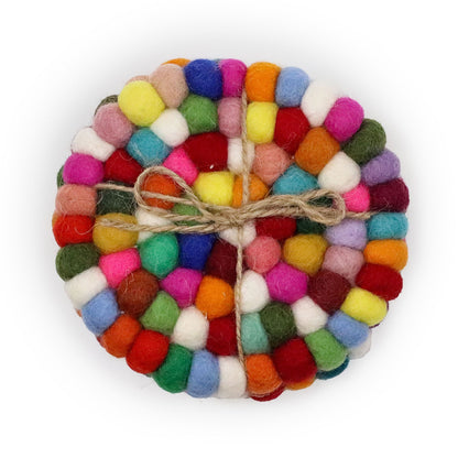 Dessous de verre ronds en feutre de 10 cm, multicolores (lot de 4)